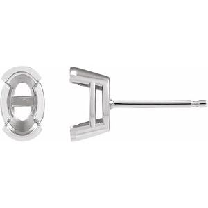 Platinum 7x5 mm Oval Half-Bezel Stud Earring Mounting