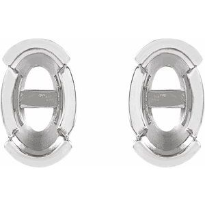 14K White Gold 6x4 mm Oval Half-Bezel Stud Earring Mounting – image 2