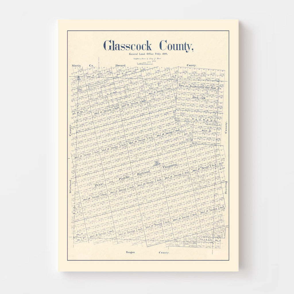 Vintage Map of Glasscock County, Texas 1899