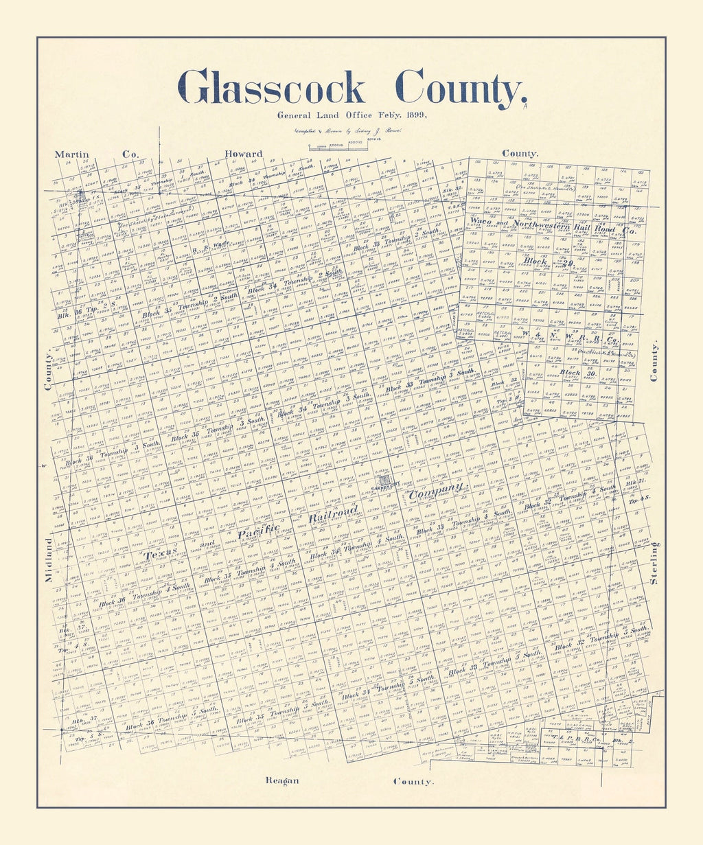 Vintage Map of Glasscock County, Texas 1899