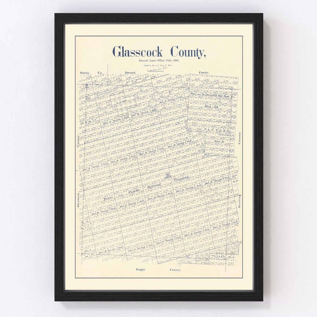 Vintage Map of Glasscock County, Texas 1899
