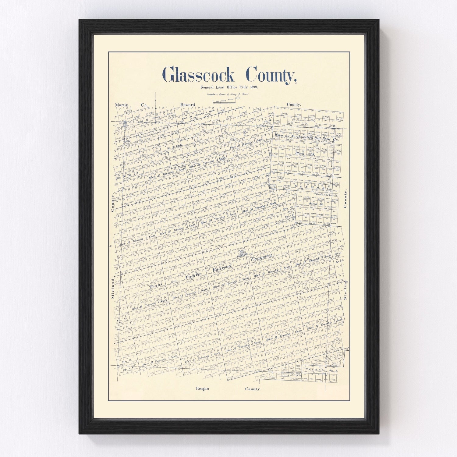 Vintage Map of Glasscock County, Texas 1899