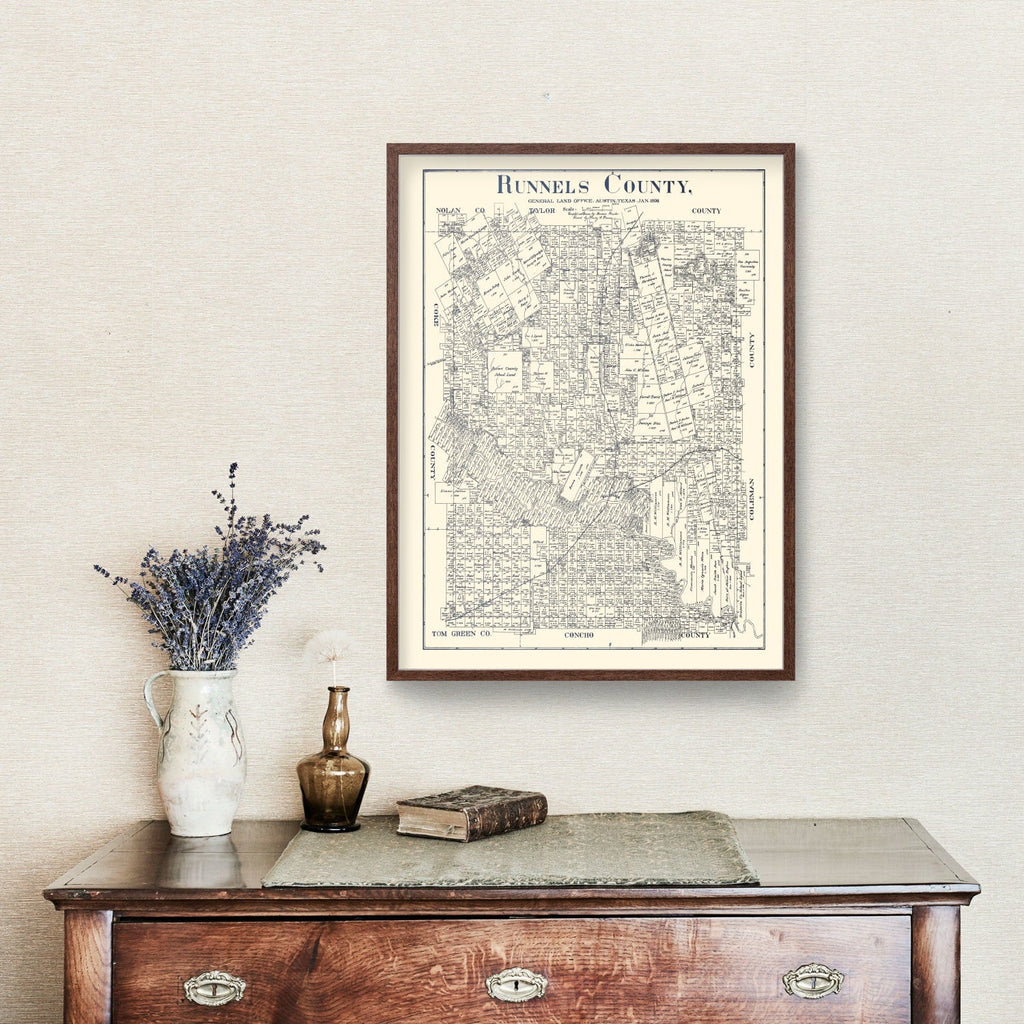 Vintage Map of Runnels County, Texas 1898