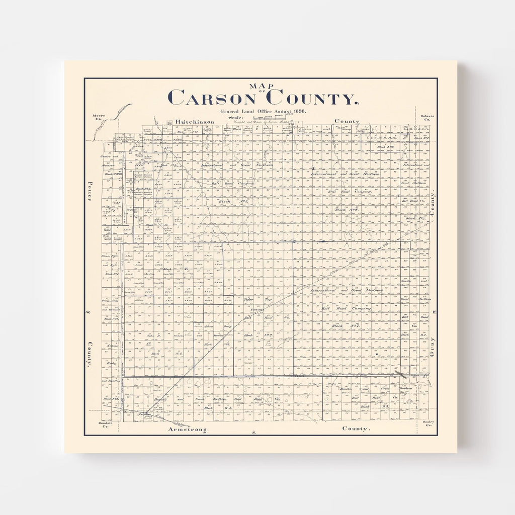 Vintage Map of Carson County, Texas 1898