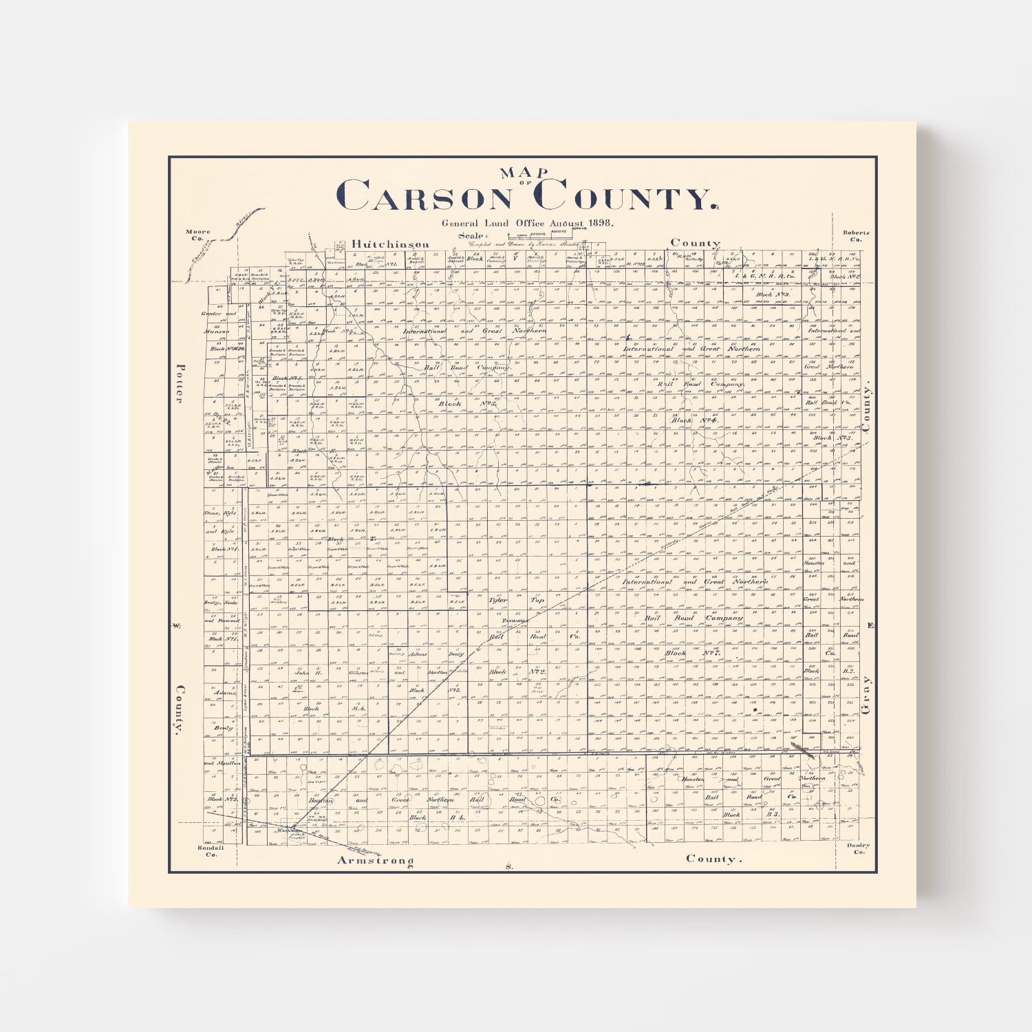 Vintage Map of Carson County, Texas 1898