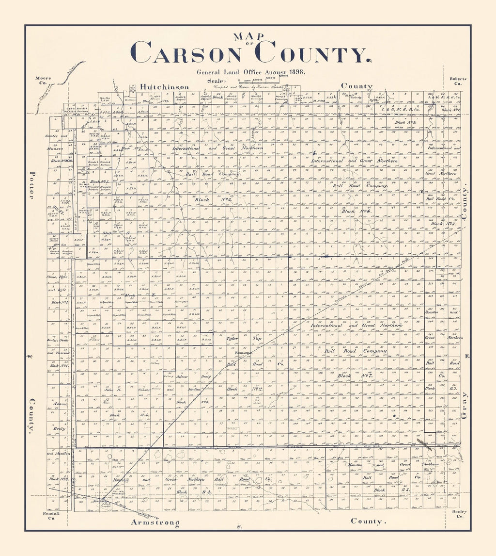 Vintage Map of Carson County, Texas 1898