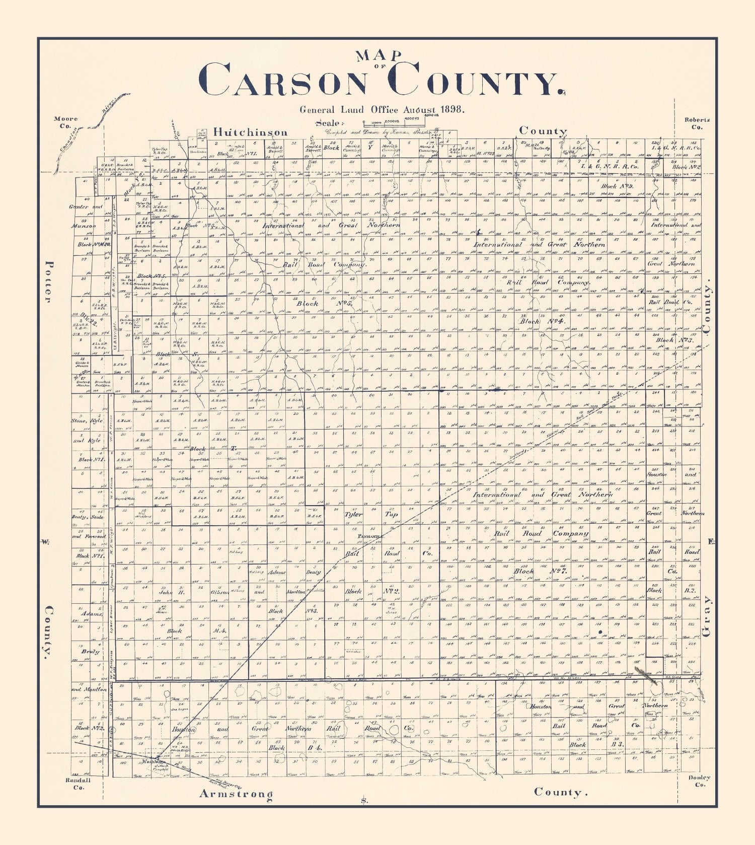 Vintage Map of Carson County, Texas 1898
