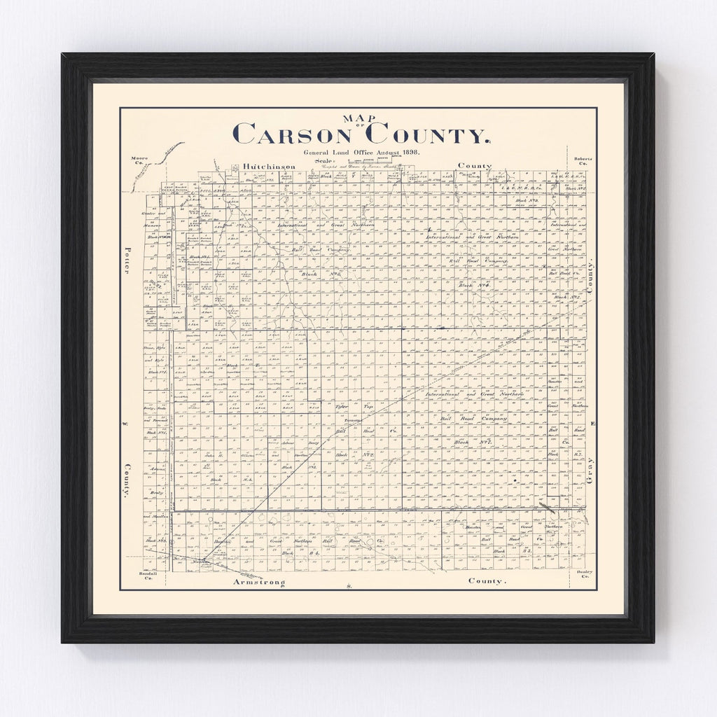 Vintage Map of Carson County, Texas 1898
