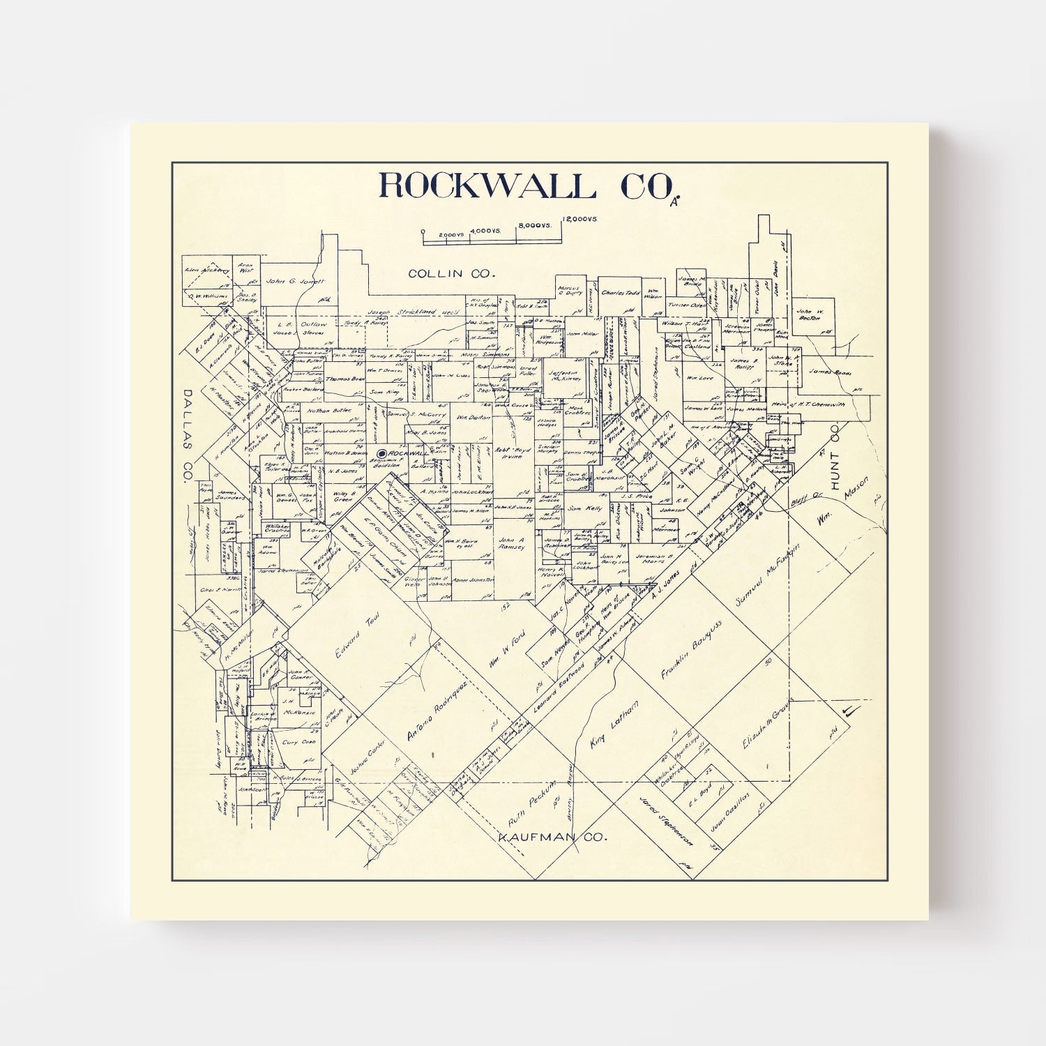 Vintage Map of Rockwall County, Texas 1890