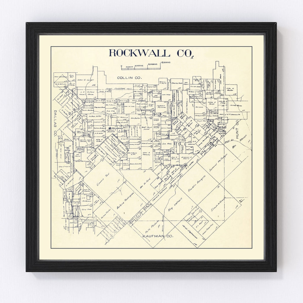 Vintage Map of Rockwall County, Texas 1890