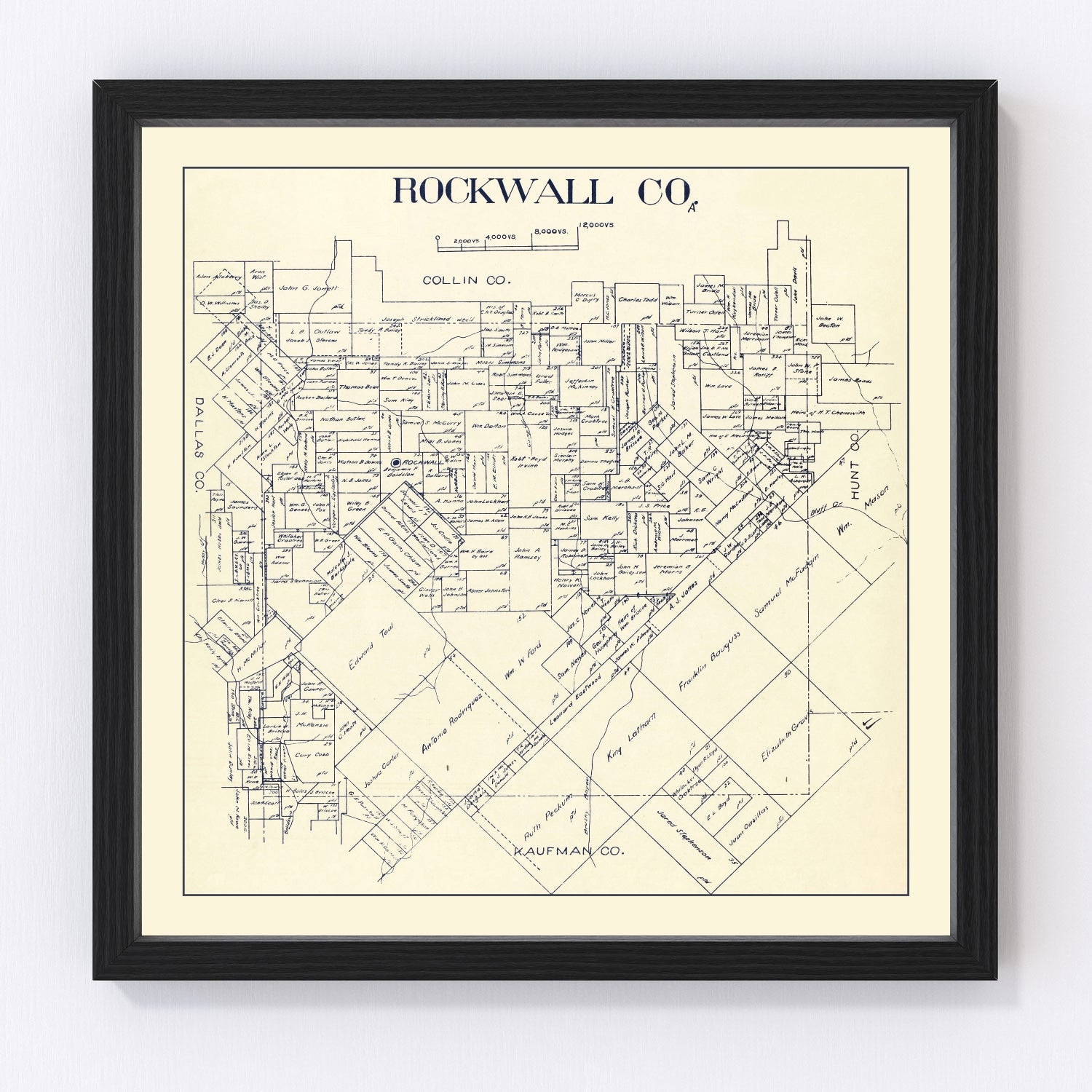 Vintage Map of Rockwall County, Texas 1890