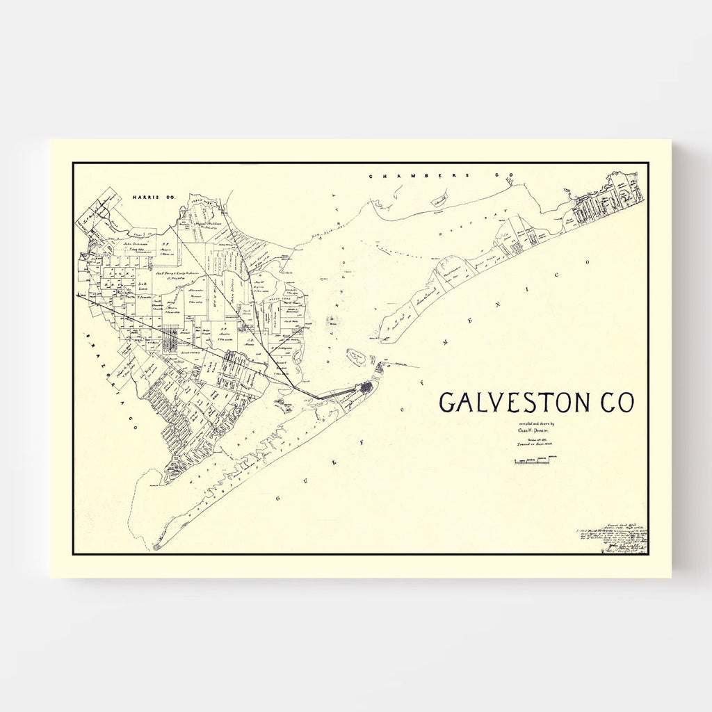 Vintage Map of Galveston County, Texas 1899