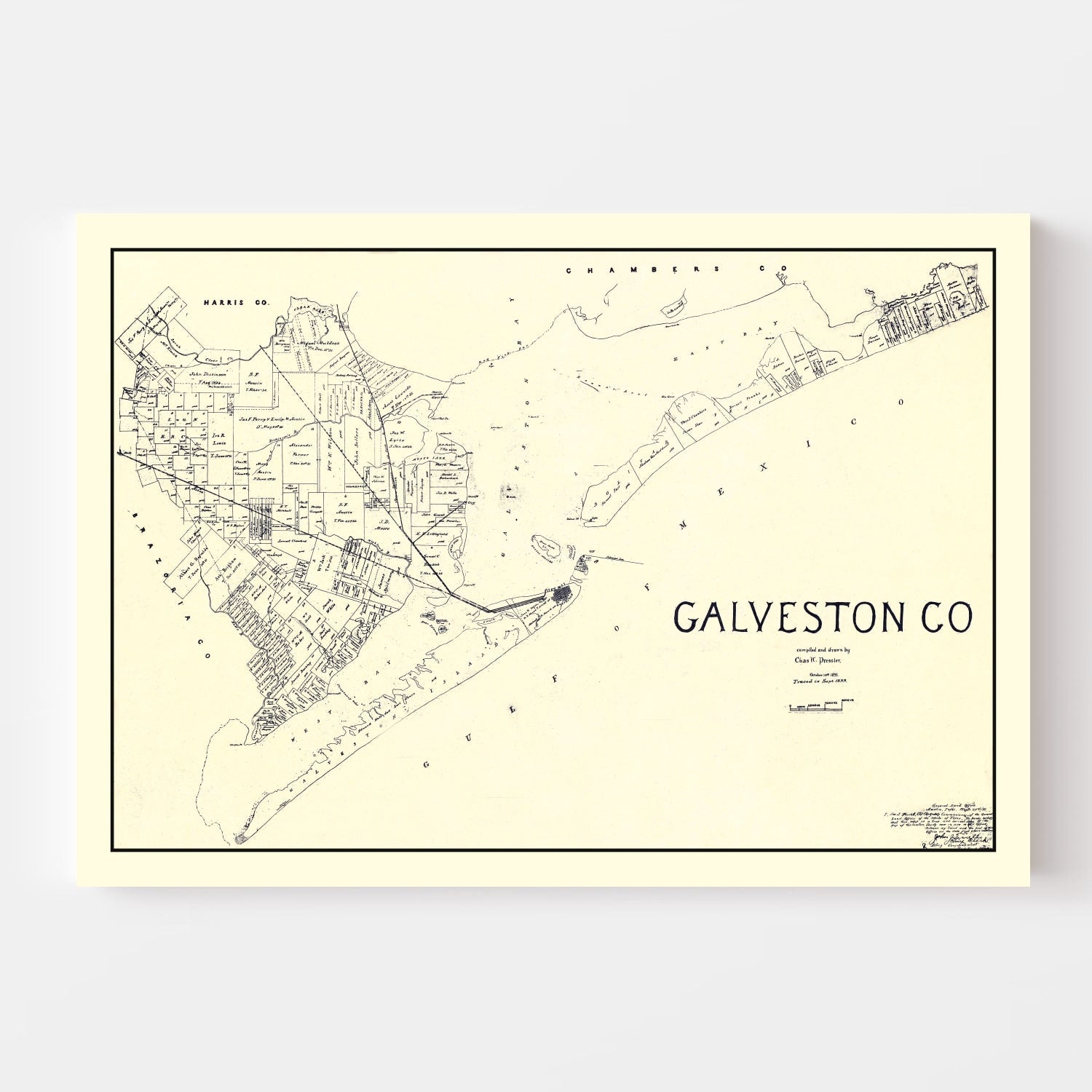 Vintage Map of Galveston County, Texas 1899