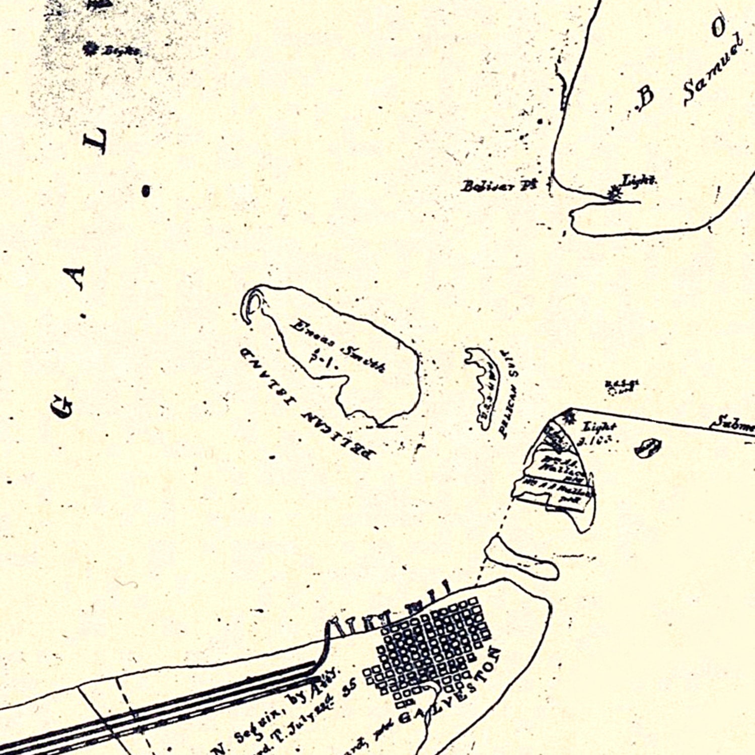 Vintage Map of Galveston County, Texas 1899