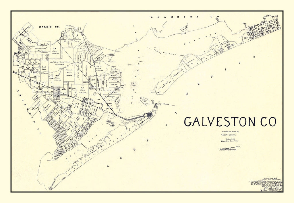 Vintage Map of Galveston County, Texas 1899