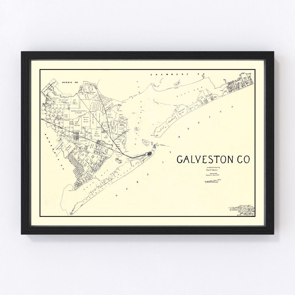 Vintage Map of Galveston County, Texas 1899