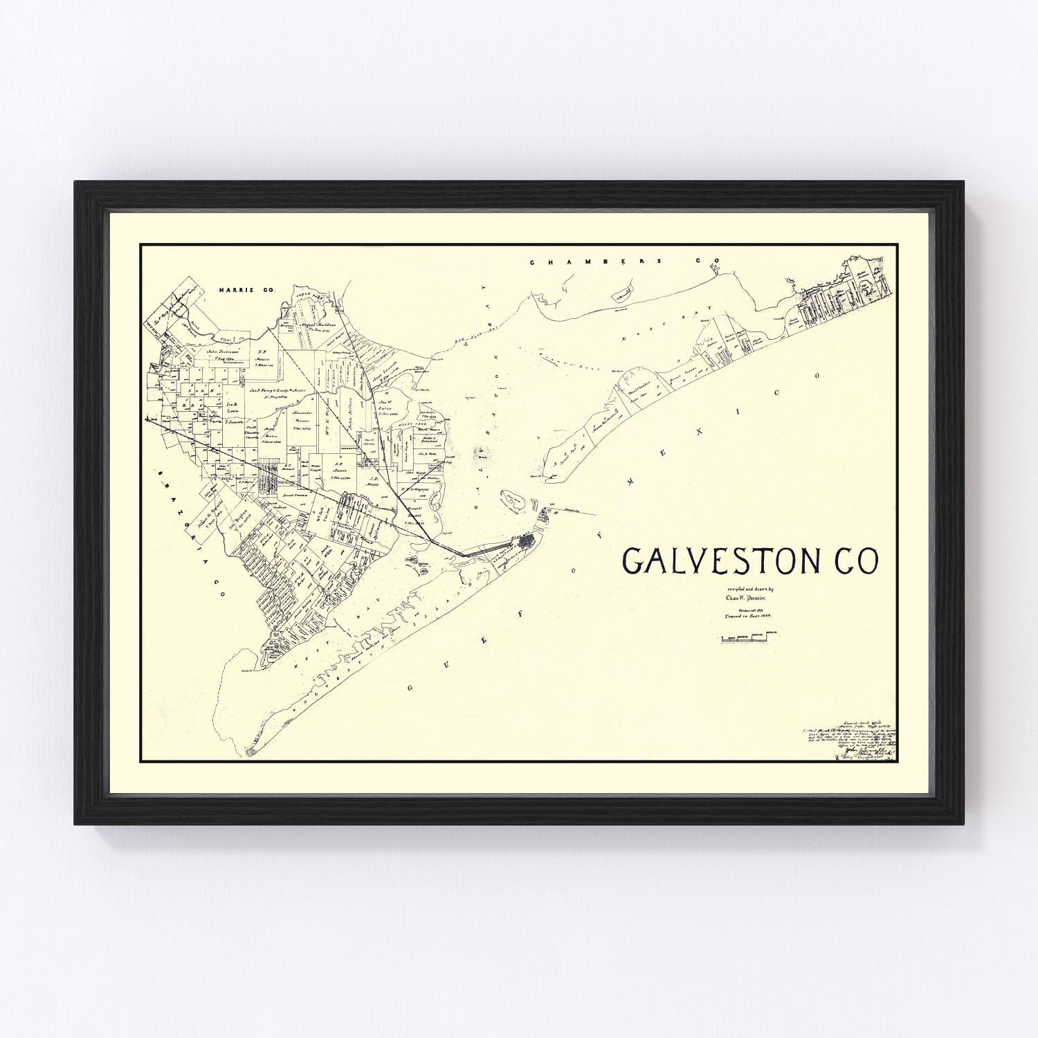 Vintage Map of Galveston County, Texas 1899
