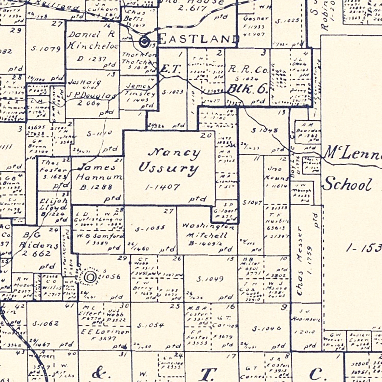 Vintage Map of Eastland County, Texas 1896