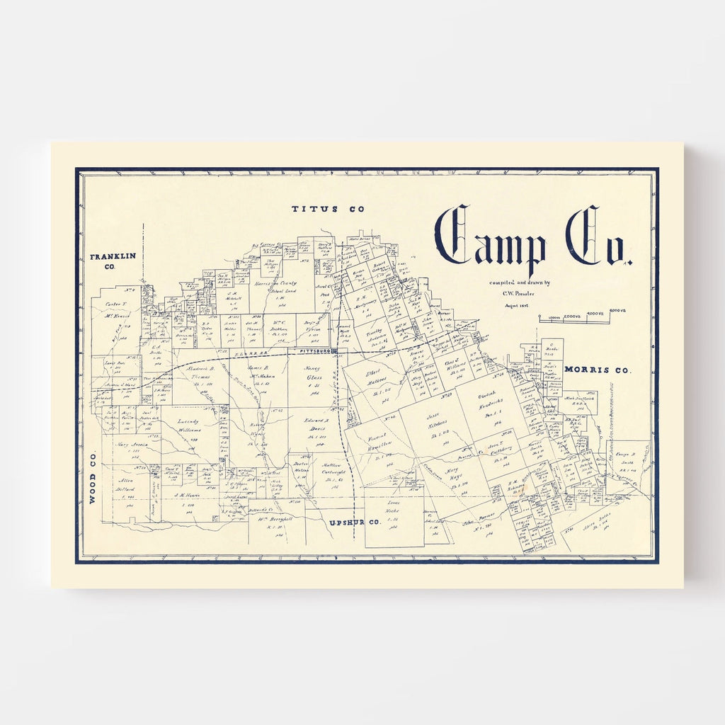 Vintage Map of Camp County, Texas 1897