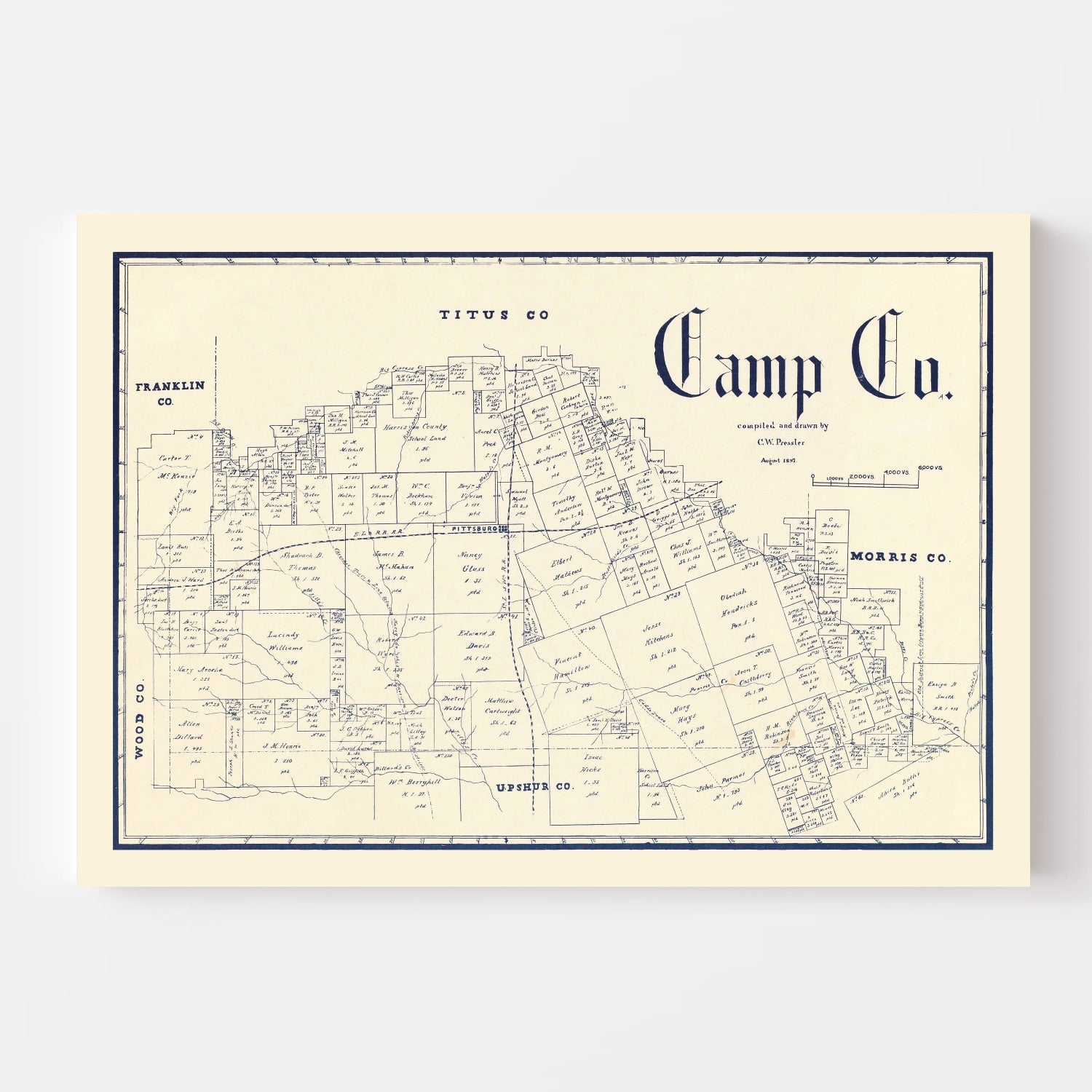Vintage Map of Camp County, Texas 1897