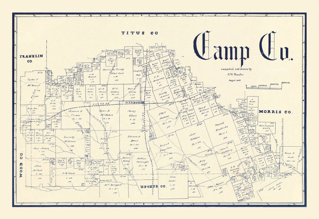 Vintage Map of Camp County, Texas 1897