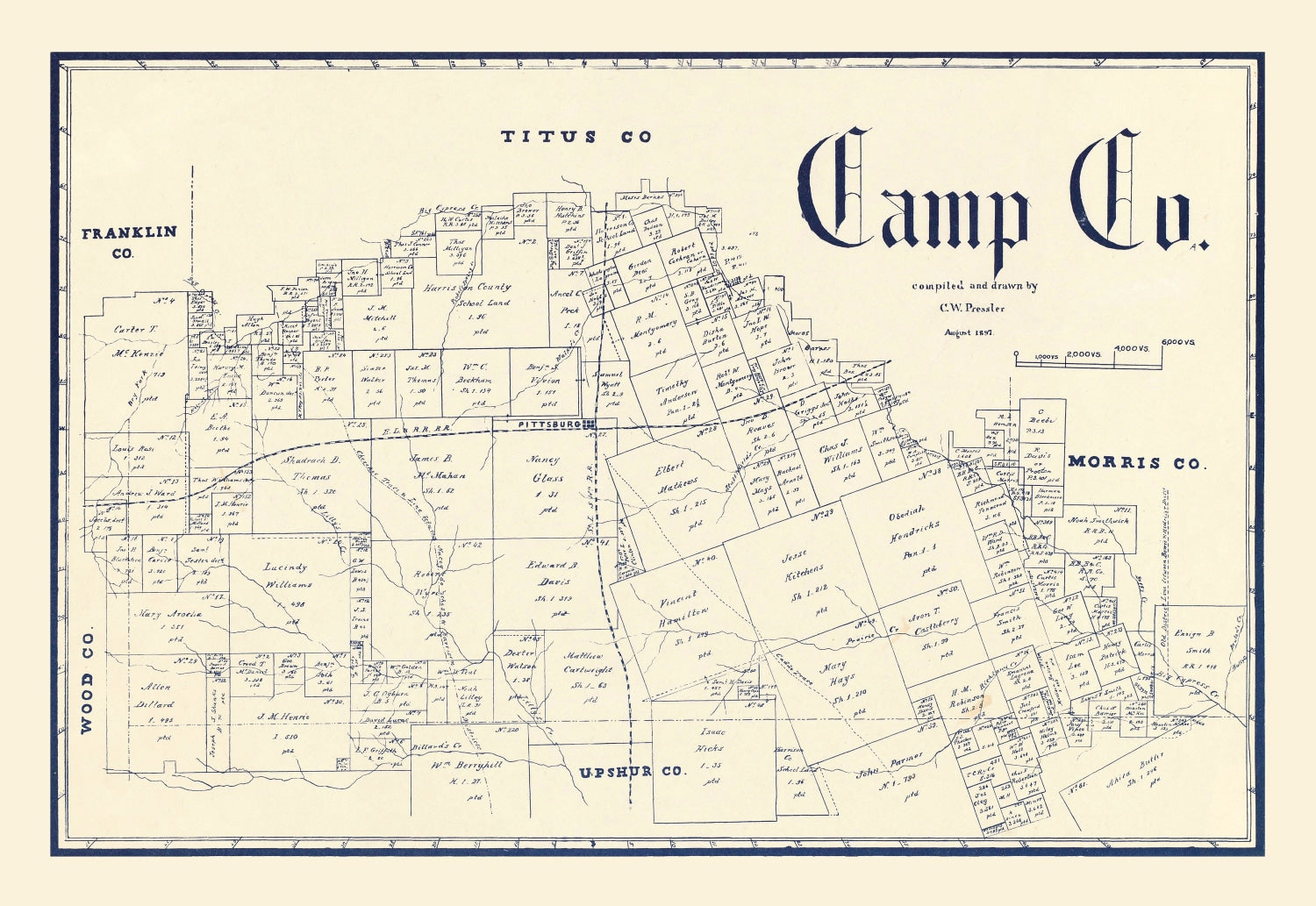 Vintage Map of Camp County, Texas 1897