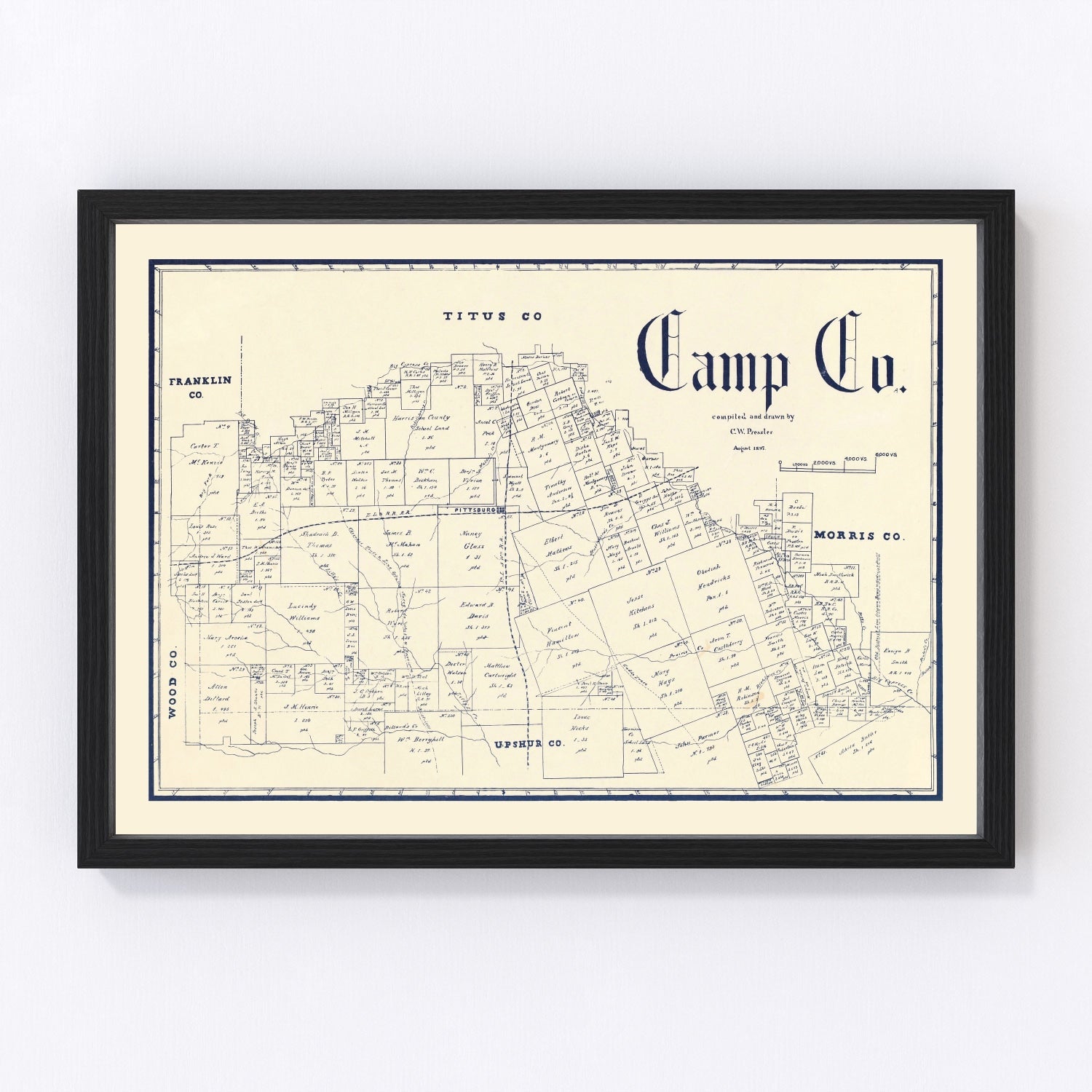 Vintage Map of Camp County, Texas 1897