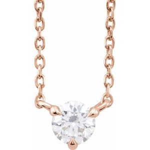 14K Rose Gold 1/5 CTW Natural Diamond Solitaire 16-18" Necklace