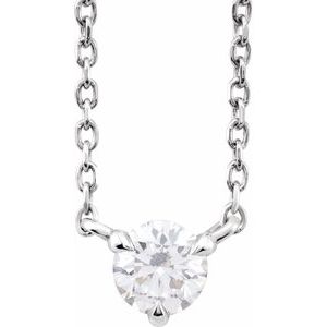 Sterling Silver 1/5 CTW Natural Diamond Solitaire 16-18" Necklace
