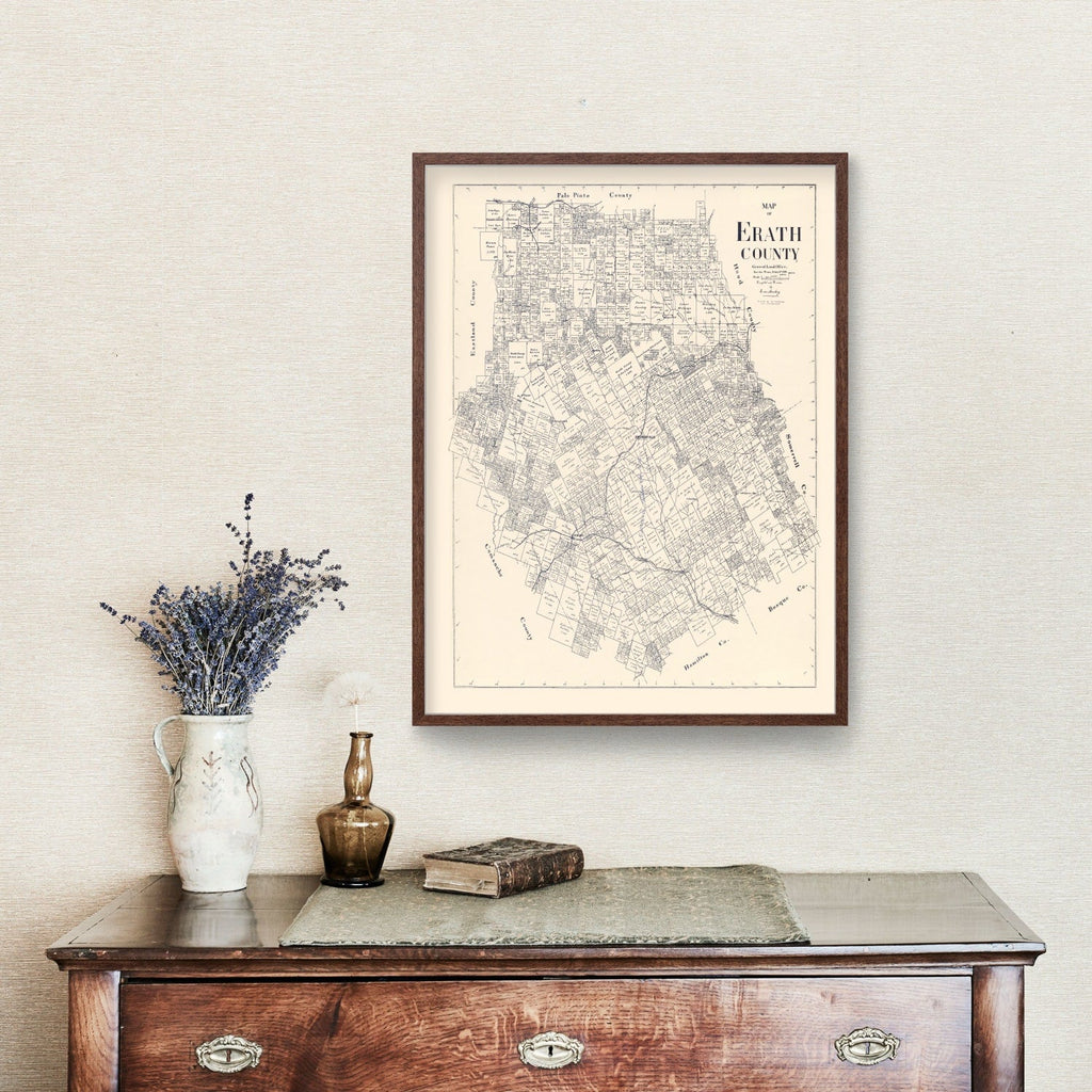 Vintage Map of Erath County, Texas 1896