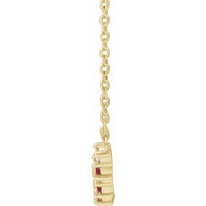 Sterling Silver Lab-Grown Ruby & .08 CTW Natural Diamond Five-Stone Bar 18" Necklace