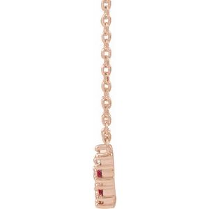 14K Rose Gold Lab-Grown Ruby & .08 CTW Natural Diamond Five-Stone Bar 18" Necklace