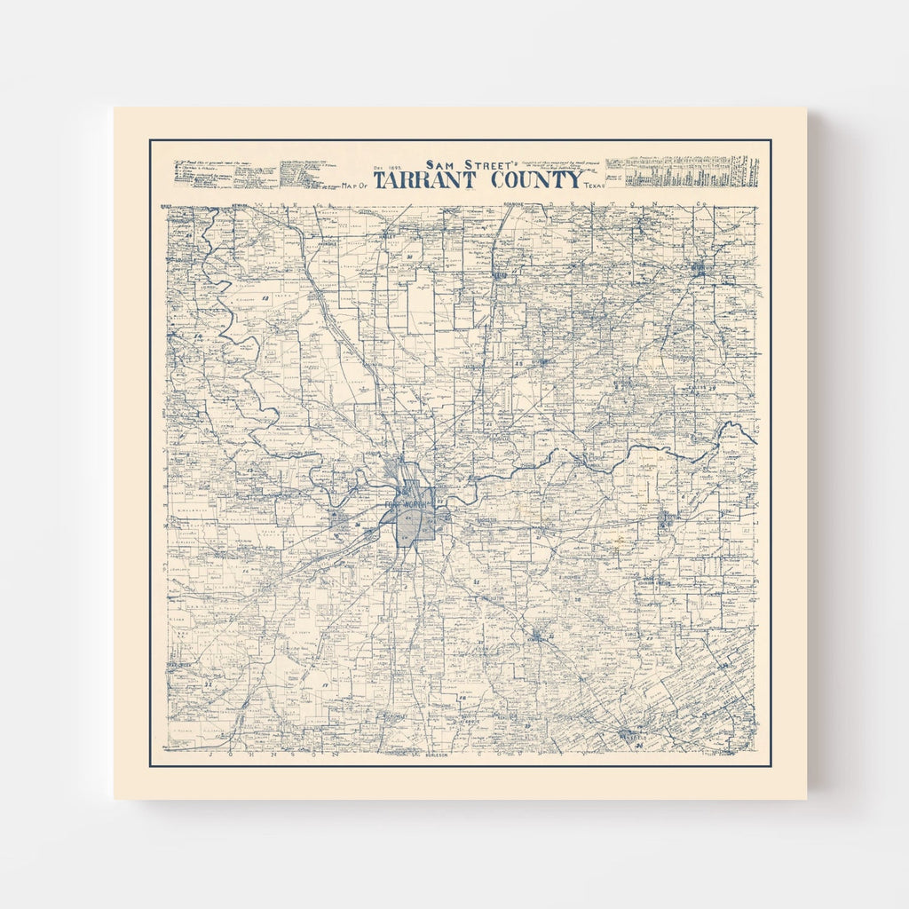 Vintage Map of Tarrant County, Texas 1895
