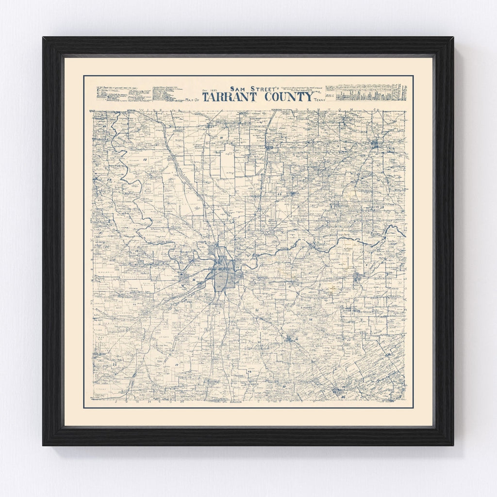 Vintage Map of Tarrant County, Texas 1895