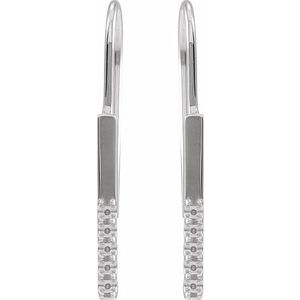 Platinum 1.7 mm Round 17 mm Accented Bar Earring – image 2