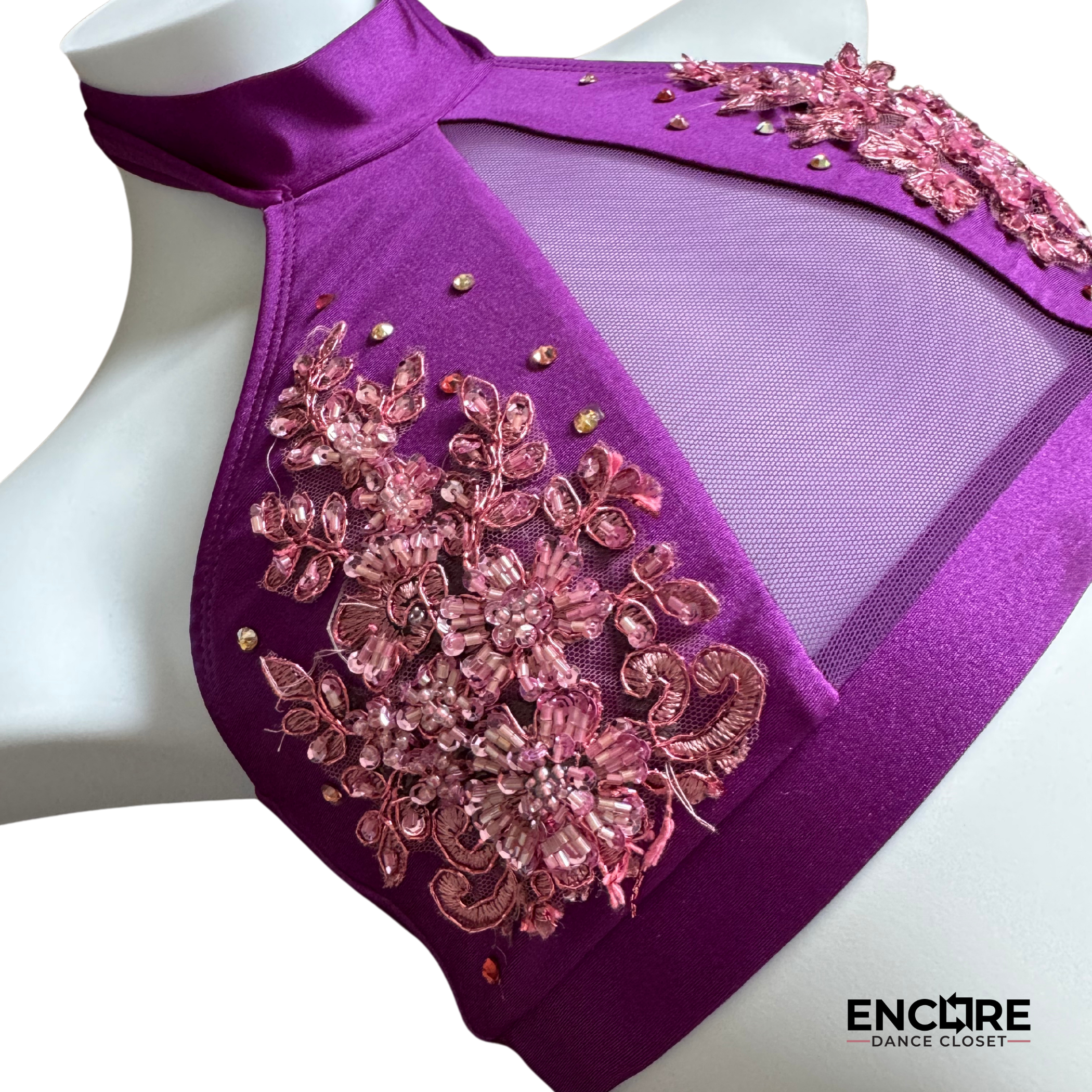 Embellished Purple Two-Piece Halter Set 2