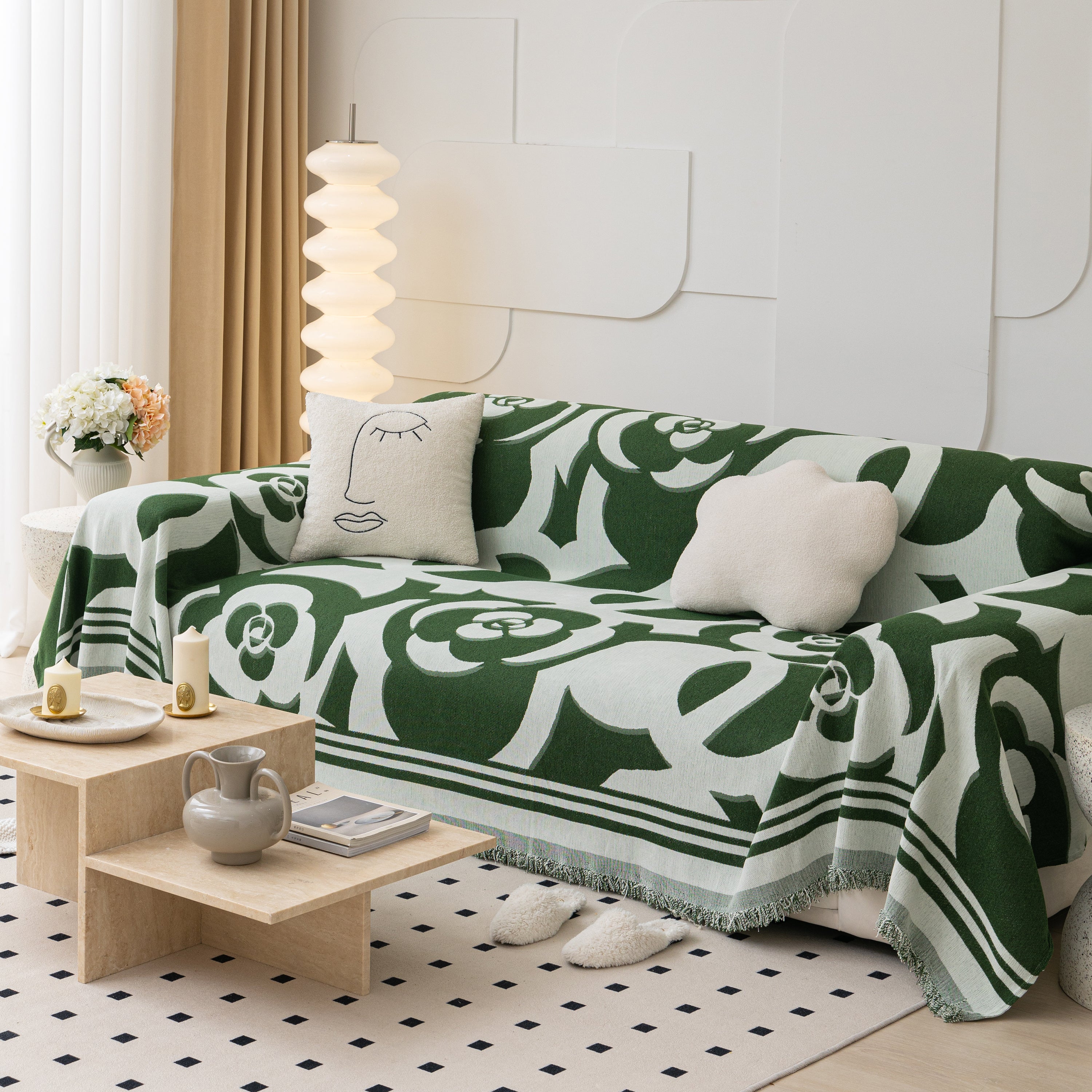 Chenille Sofa Cover Blanket, Couch Cover Blanket Throws for Couches Living Room Furniture Throw Covers