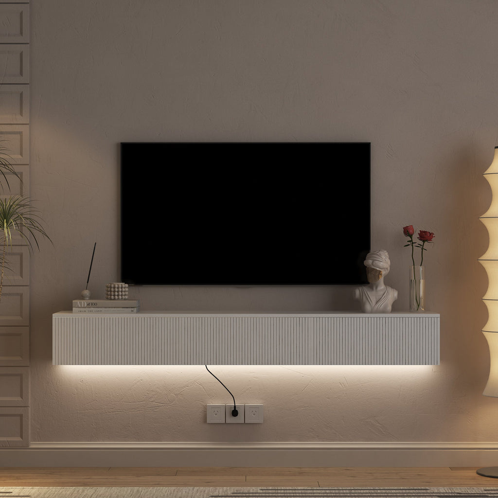 Floating TV Stand Wall Mounted with 16 Color LEDs,69' Modern TV Stand, Floating TV Cabinet Entertainment Center for 55 60 65 Inch TV