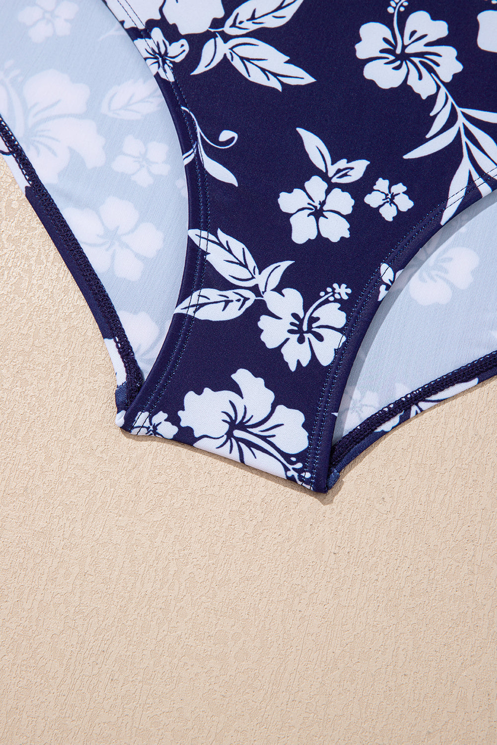 Floral Crossed Back Asymmetric Wrap Side Swimsuit