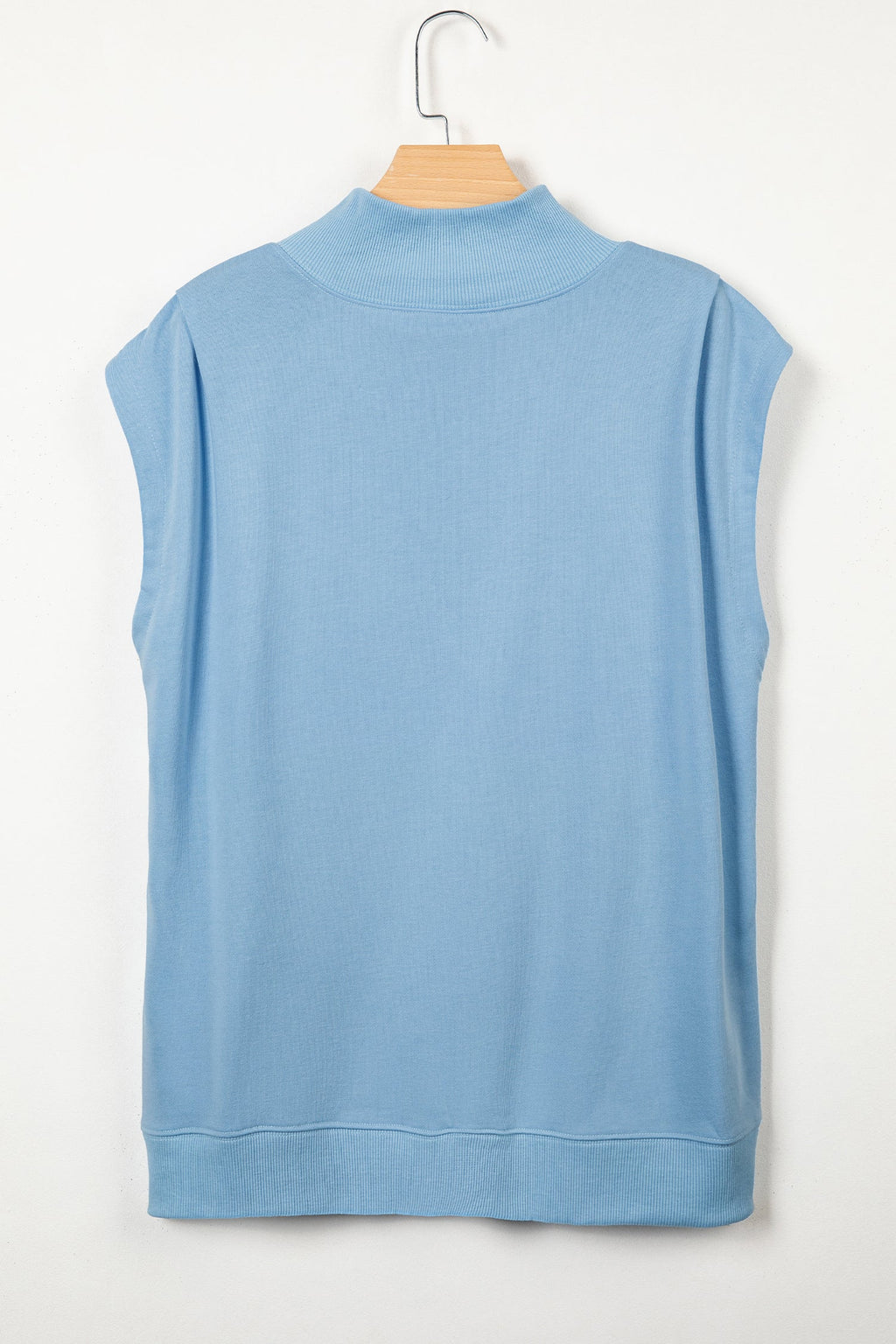 Solid Mock Neck Cap Sleeve Oversized Top