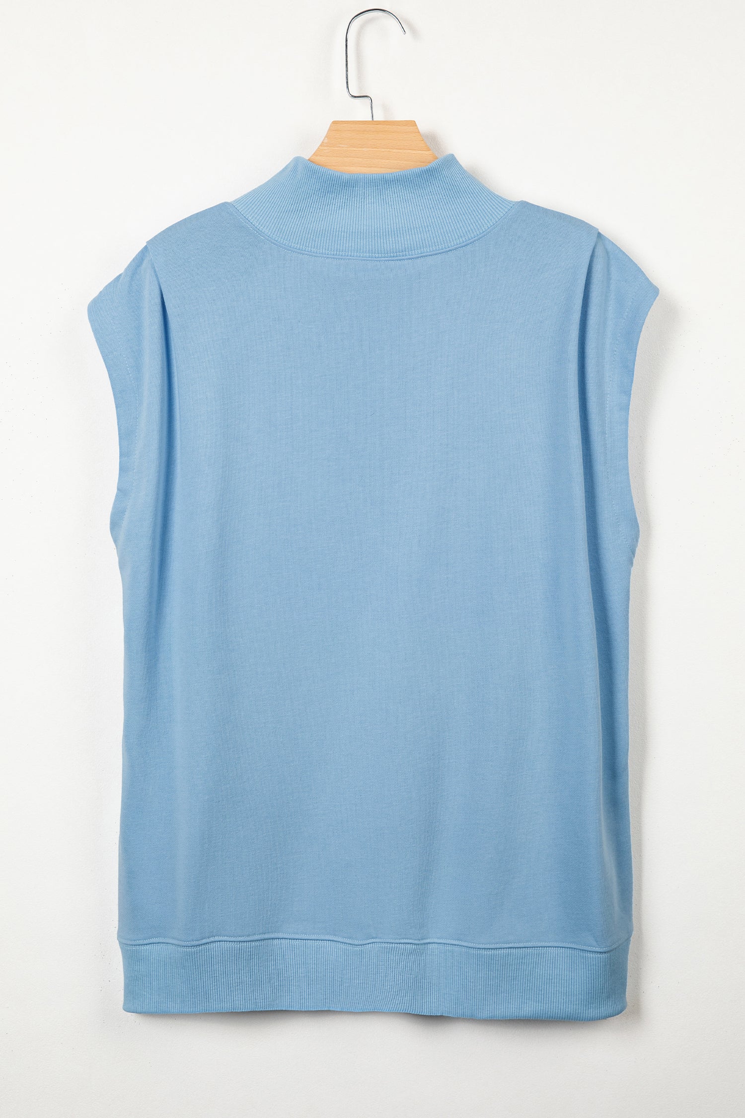 Solid Mock Neck Cap Sleeve Oversized Top