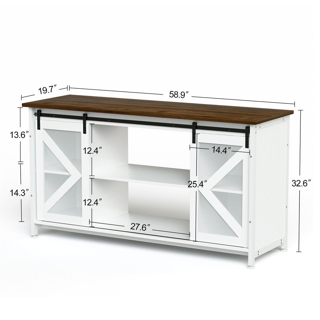 Metal Aquarium Stand with Cabinet for Fish Tank Accessories Storage, 80 Gallon, Turtle/ Reptile Terrariums, White, 58.9'' L x 19.7'' W x 32.6'' H.