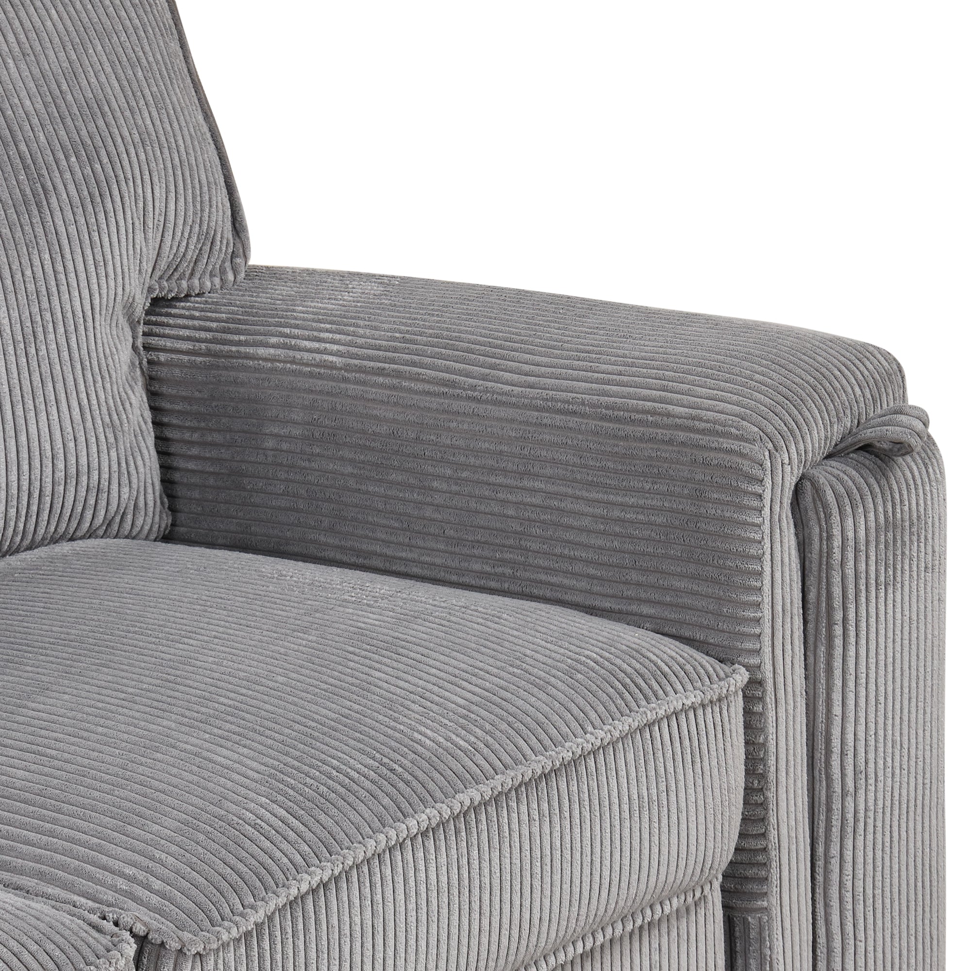 U_STYLE Upholstery Sleeper Sectional Sofa with Storage Bags and 2 cup holders  on Arms
