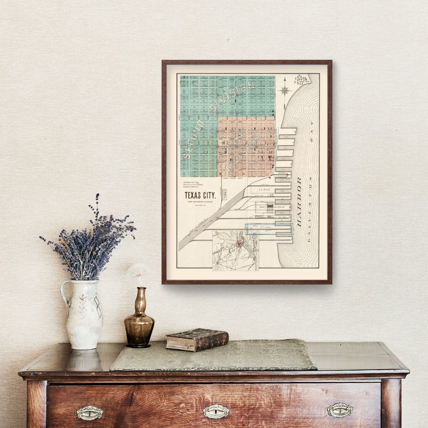 Vintage Map of Texas City, Texas 1893