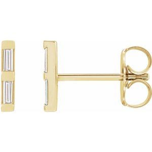 14K Yellow Gold .08 CTW Natural Diamond Bar Earrings