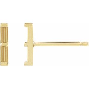 14K Yellow Gold 2.5x1 mm Straight Baguette Two-Stone Bar Earring Mounting