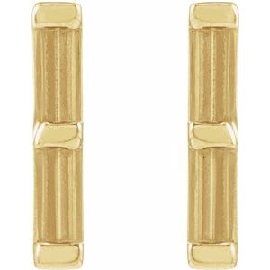 14K Yellow Gold 2.5x1 mm Straight Baguette Two-Stone Bar Earring Mounting – image 2