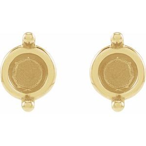 14K Yellow Gold 2.5 mm 2-Prong Stud Earring Mounting – image 2