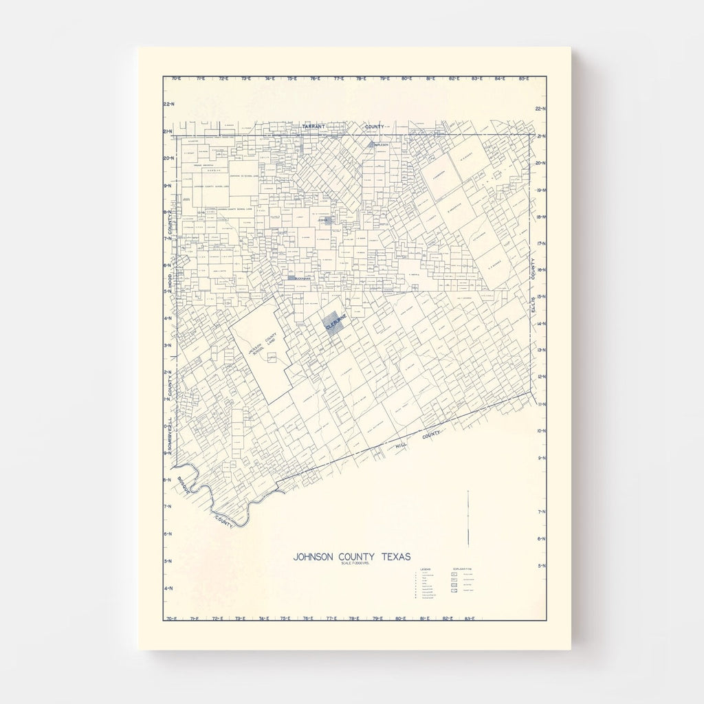 Vintage Map of Johnson County, Texas 1899