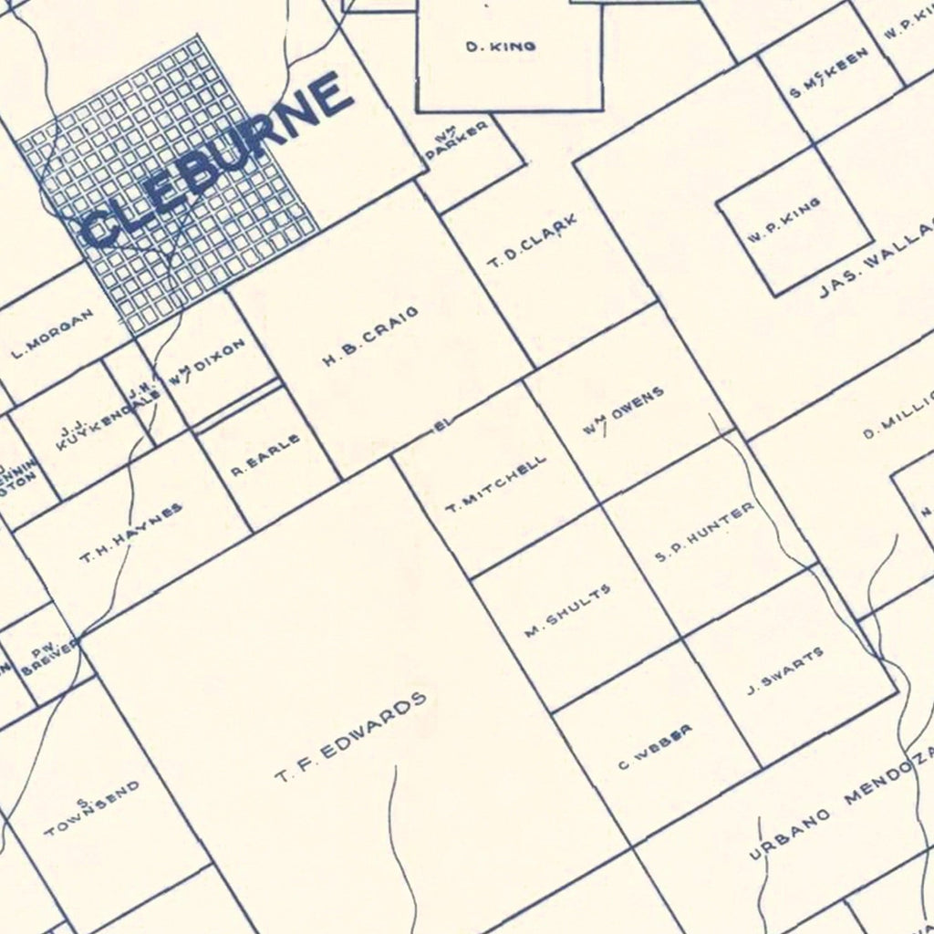 Vintage Map of Johnson County, Texas 1899
